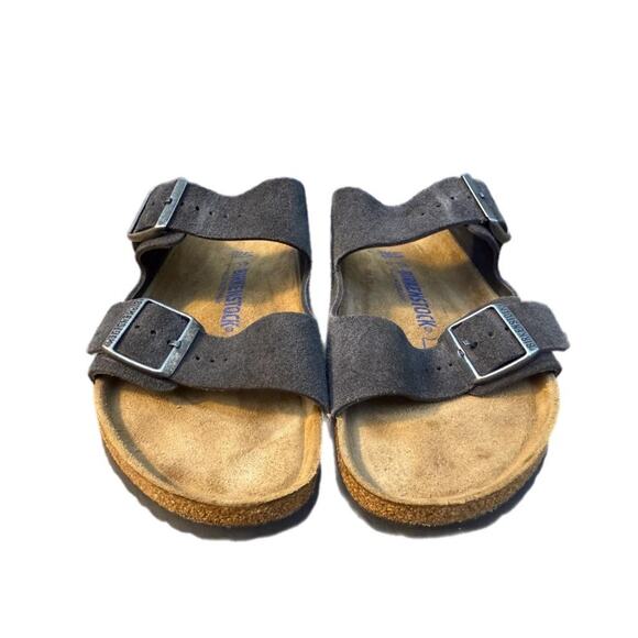 Birkenstock Arizona Gray Suede Slide Sandal Soft Footbed Women sz 41 US 10 wide - Picture 3 of 6